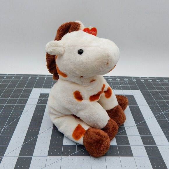 Ty Pluffies Gallops Horse White Brown Spotted Pony 2005 Tylux Stuffed Plush - Picture 3 of 13